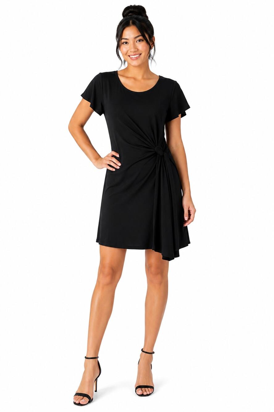 Olivia Rae J16502 Black Belted Ribbed Knit Dress Tie Waist XS NWOT